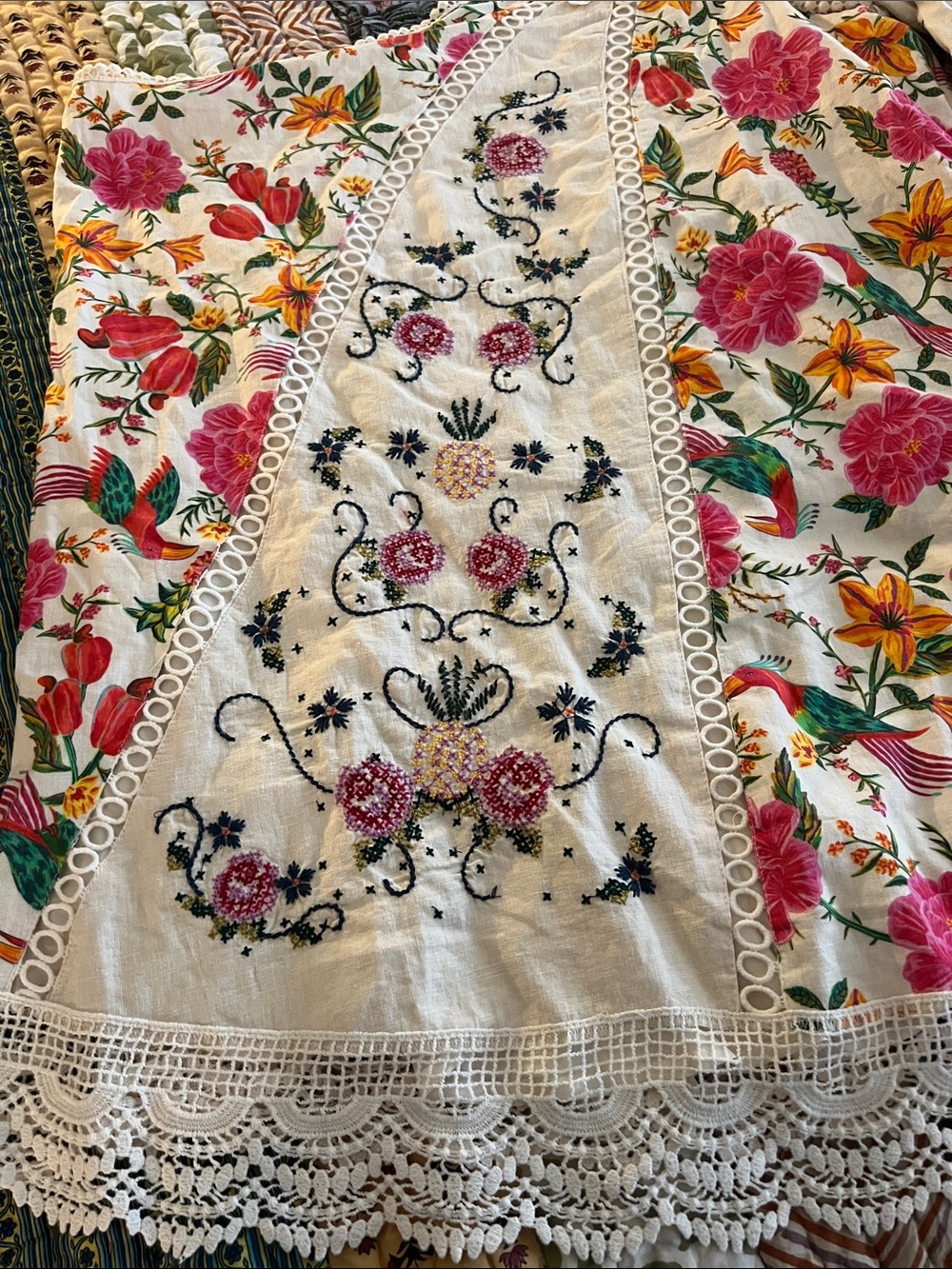 FARM Rio One-Shoulder Cream Floral Mini Dress with Pink & Green Accents - Picture 14 of 15